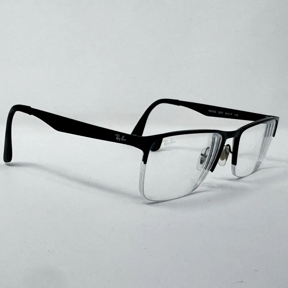 Ray-Ban RB6335 2503 Black Semi-Rimless Eyeglass Frames 54-17-145 Authentic